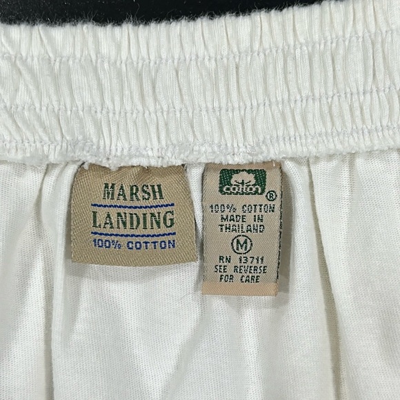 Vintage Marsh Landing White Cotton Athletic Shorts with Pockets & Drawstring - M - Picture 5 of 7